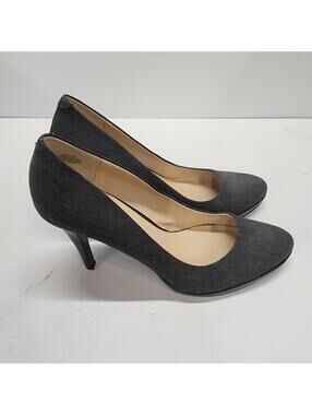 EUC Nine West Dark Gray Fabric Heels flawless clean 10 worn 1 beautiful